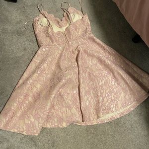 Light pink flare dress scallop neckline